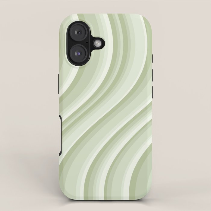 Wavy Stripes XXI - Pastel Natural Green iPhone Case Gallery Image 1