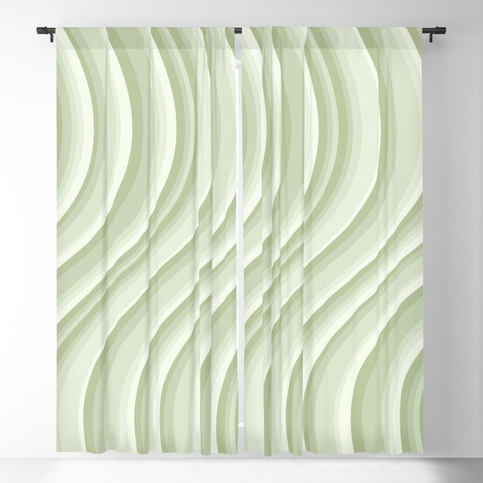 Wavy Stripes XXI - Pastel Natural Green Window Curtain Gallery Image 5