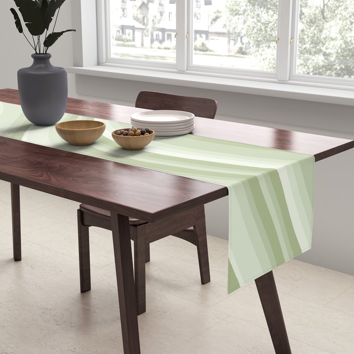 Wavy Stripes XXI - Pastel Natural Green Table Runner Gallery Image 2