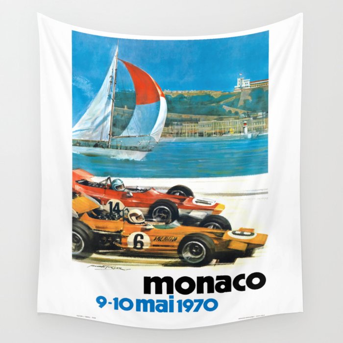 1970 MONACO Grand Prix Racing Poster Wall Tapestry Gallery Image 1
