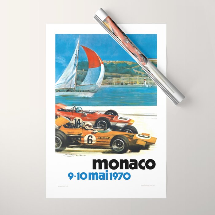 1970 MONACO Grand Prix Racing Poster Wrapping Paper Gallery Image 1