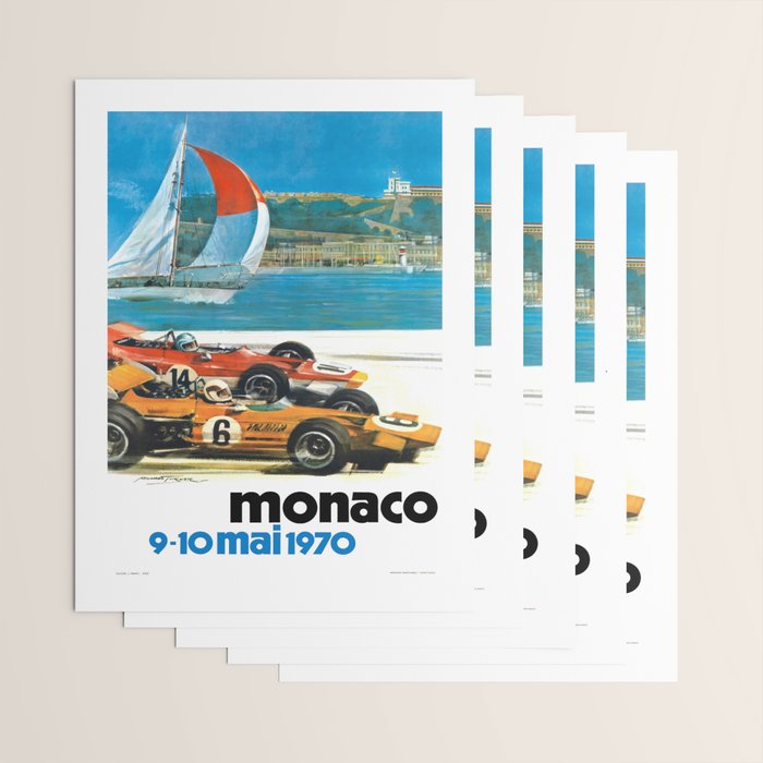1970 MONACO Grand Prix Racing Poster Wrapping Paper Gallery Image 3