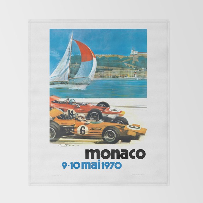 1970 MONACO Grand Prix Racing Poster Throw Blanket Gallery Image 2