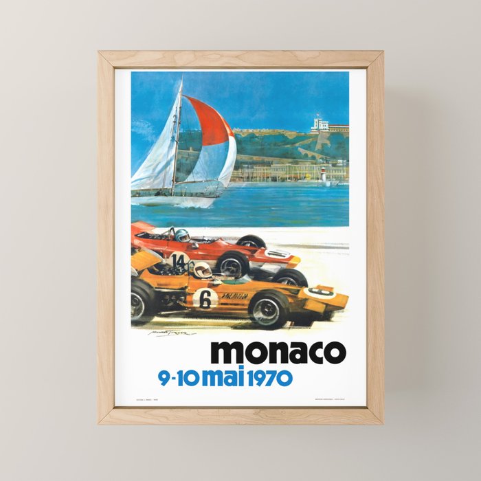 1970 MONACO Grand Prix Racing Poster Mini Art Print Gallery Image 1