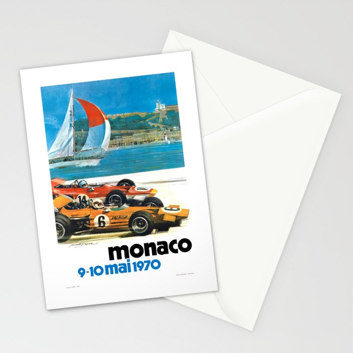 1970 MONACO Grand Prix Racing Poster Stationery Card Gallery Image 2
