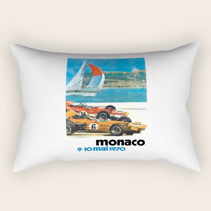 1970 MONACO Grand Prix Racing Poster Rectangular Pillow Gallery Image 1