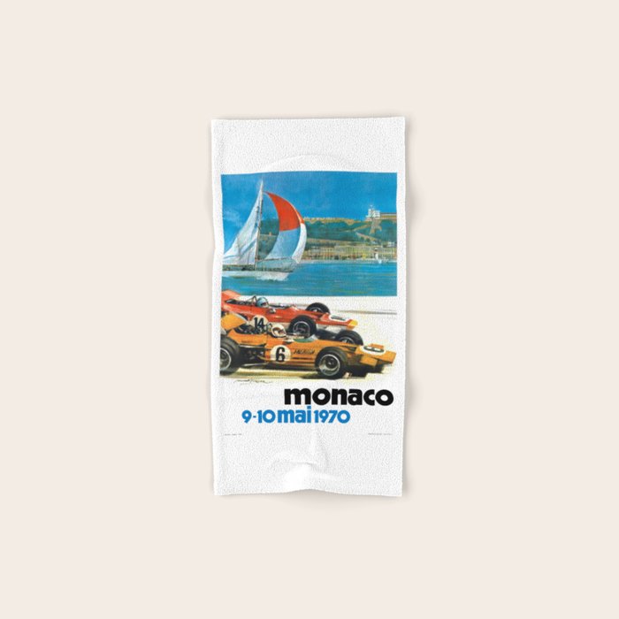 1970 MONACO Grand Prix Racing Poster Bath Towel Gallery Image 1