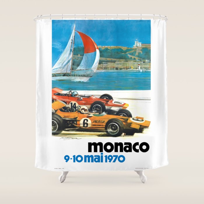 1970 MONACO Grand Prix Racing Poster Shower Curtain Gallery Image 1