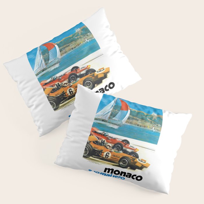1970 MONACO Grand Prix Racing Poster Pillow Sham Gallery Image 3