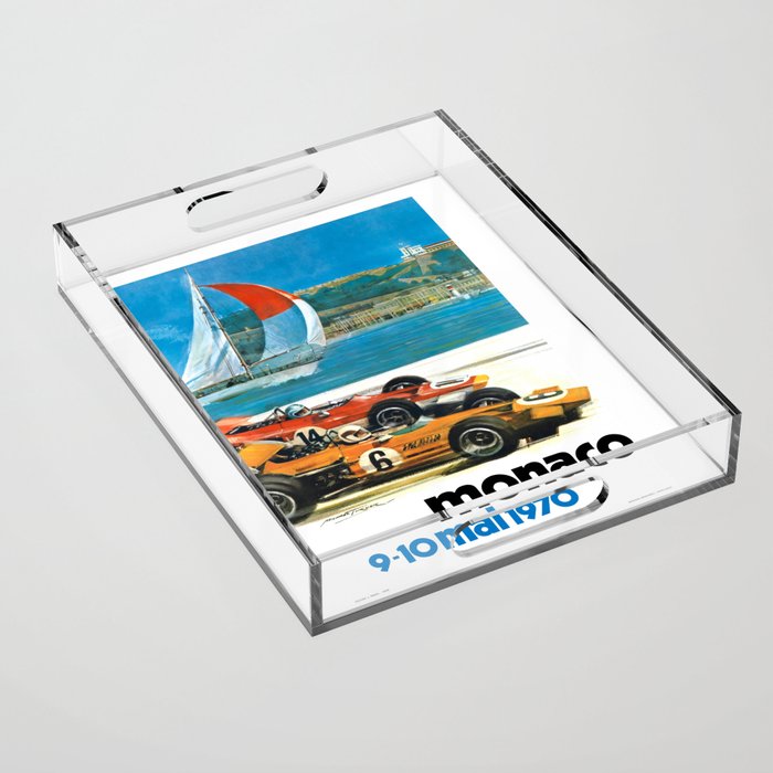1970 MONACO Grand Prix Racing Poster Acrylic Tray Gallery Image 1