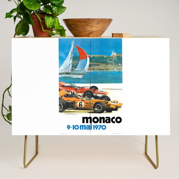 1970 MONACO Grand Prix Racing Poster Credenza Gallery Image 1