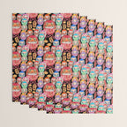 Japanese Tiger Daruma with small Darumas Wrapping Paper Gallery Image 3