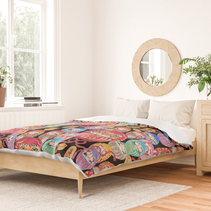 Japanese Tiger Daruma with small Darumas Duvet Cover Gallery Image 2