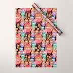 Japanese Tiger Daruma with small Darumas Wrapping Paper Gallery Image 1