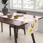 Happy Smiley Face & Retro Rainbows in Dusty Pink Table Runner Gallery Image 2
