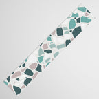Festive, Terrazzo Mosaic Pattern, Teal, Green, Sage, Dusky Pink Table Runner Gallery Image 3