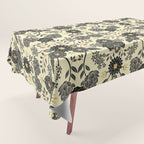 Gray, Black, Cream, Yellow & Red Sophisticated Floral Pattern Tablecloth Gallery Image 1