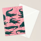 Alligator Collection - Pink & Teal Stationery Card Gallery Image 2