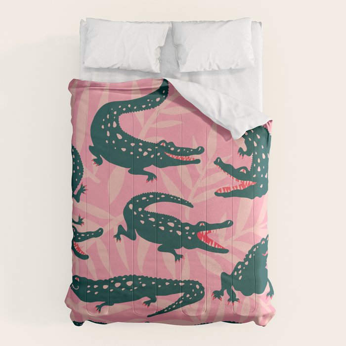 Alligator Collection - Pink & Teal Comforter Gallery Image 1