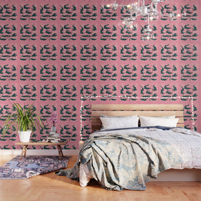 Alligator Collection - Pink & Teal Wallpaper Gallery Image 1