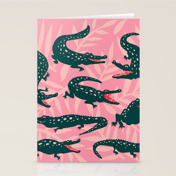 Alligator Collection - Pink & Teal Stationery Card Gallery Image 2