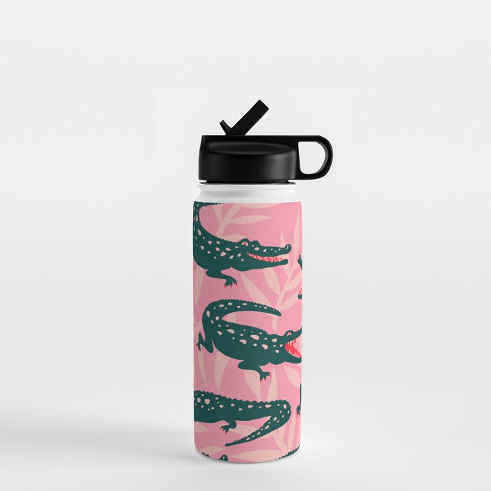 Alligator Collection - Pink & Teal Water Bottle Gallery Image 1