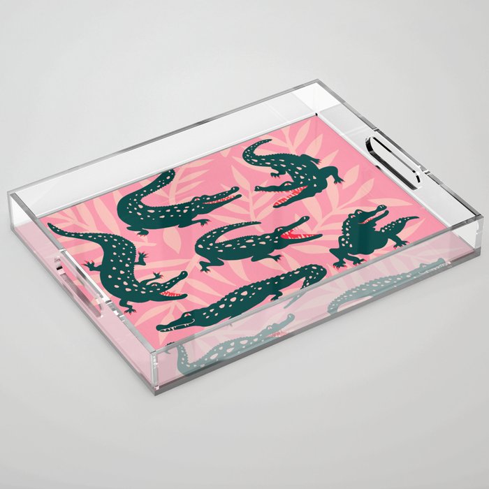 Alligator Collection - Pink & Teal Acrylic Tray Gallery Image 1