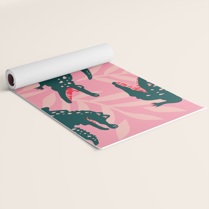 Alligator Collection - Pink & Teal Yoga Mat Gallery Image 2