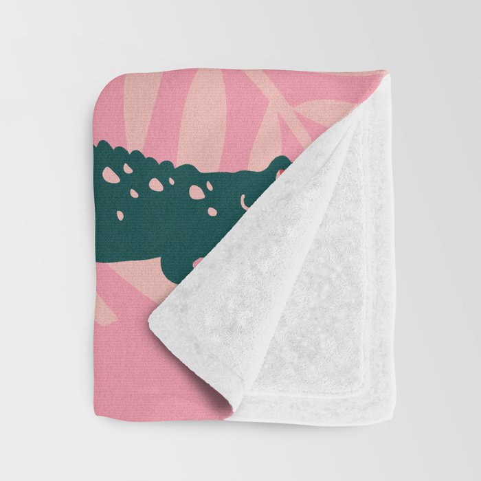 Alligator Collection - Pink & Teal Throw Blanket Gallery Image 3