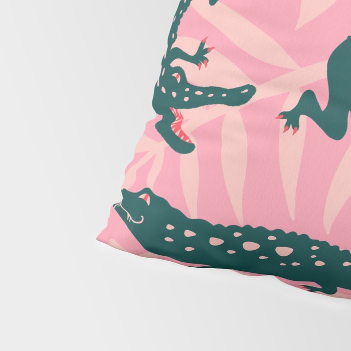 Alligator Collection - Pink & Teal Pillow Sham Gallery Image 4