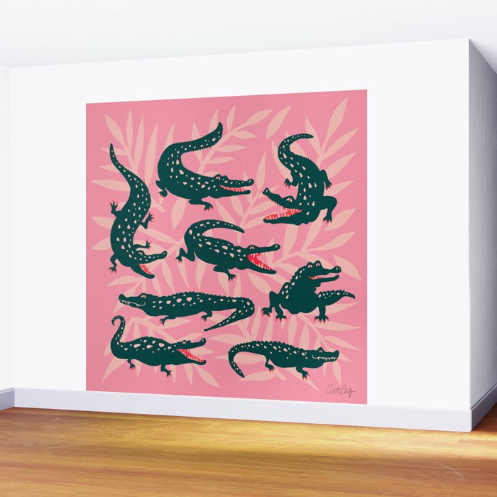 Alligator Collection - Pink & Teal Wall Mural Gallery Image 2