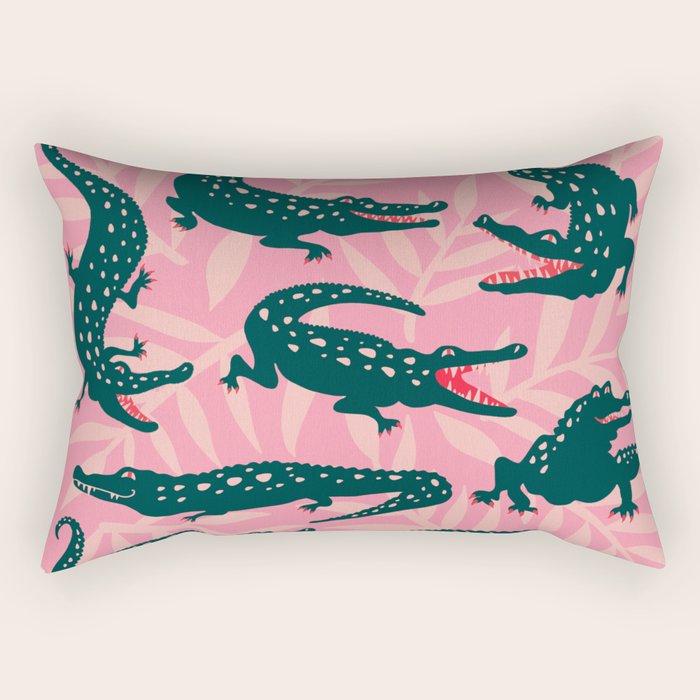 Alligator Collection - Pink & Teal Rectangular Pillow Gallery Image 2