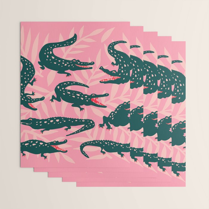 Alligator Collection - Pink & Teal Wrapping Paper Gallery Image 3