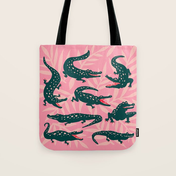 Alligator Collection - Pink & Teal Tote Bag Gallery Image 1