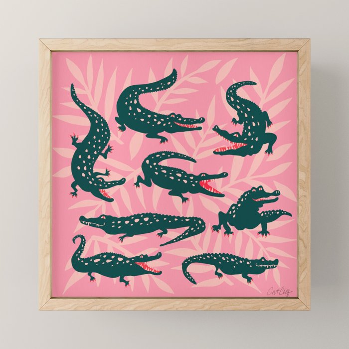 Alligator Collection - Pink & Teal Mini Art Print Gallery Image 1