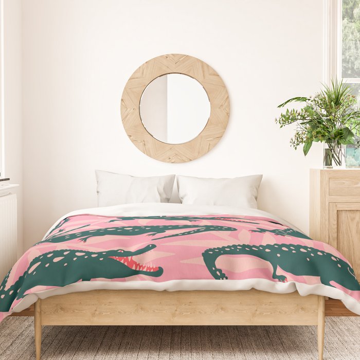 Alligator Collection - Pink & Teal Duvet Cover Gallery Image 3