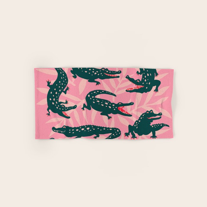 Alligator Collection - Pink & Teal Bath Towel Gallery Image 1