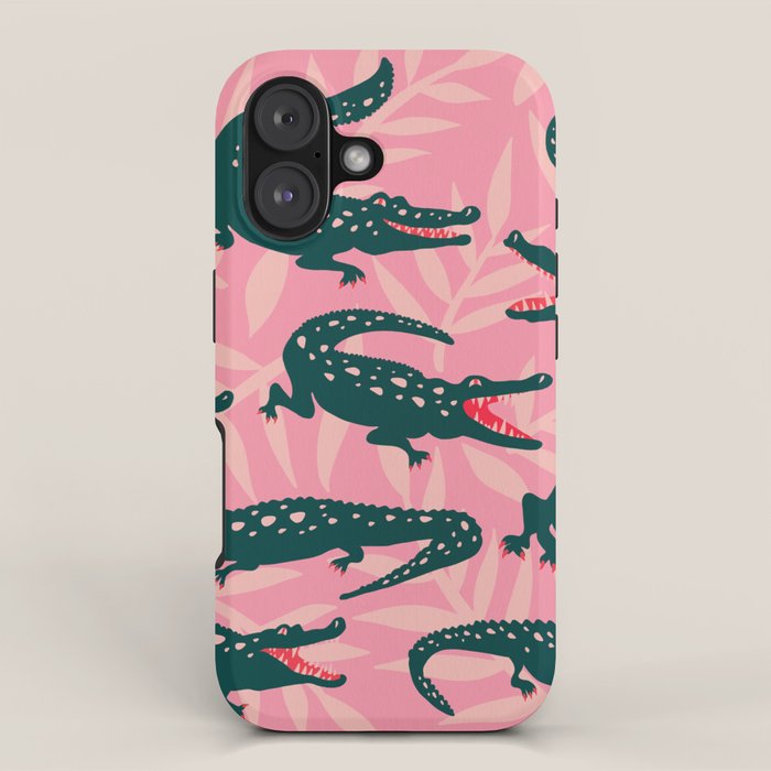 Alligator Collection - Pink & Teal iPhone Case Gallery Image 1