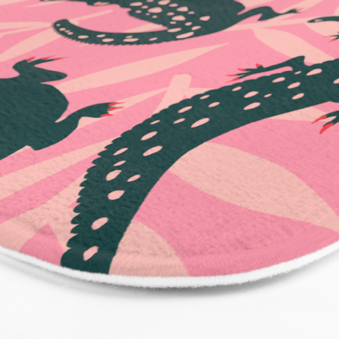 Alligator Collection - Pink & Teal Bath Mat Gallery Image 3
