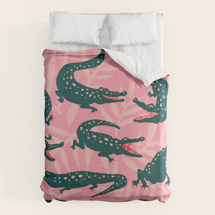 Alligator Collection - Pink & Teal Duvet Cover Gallery Image 6