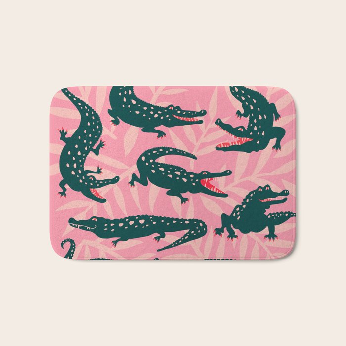 Alligator Collection - Pink & Teal Bath Mat Gallery Image 1