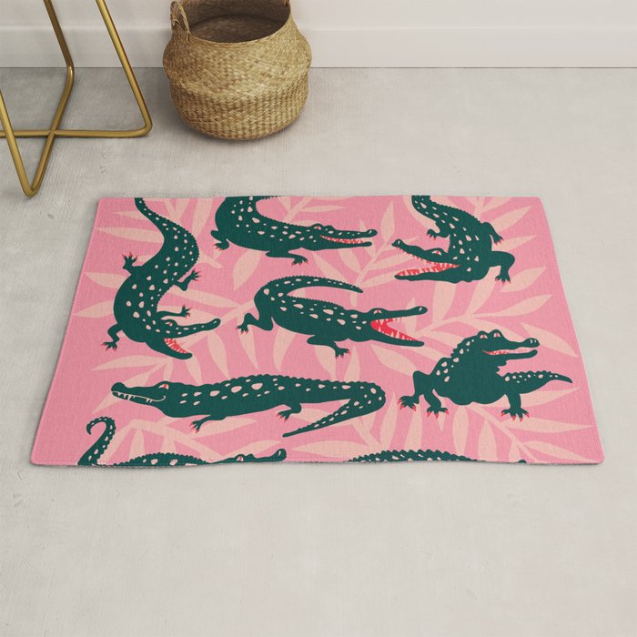 Alligator Collection - Pink & Teal Rug Gallery Image 1