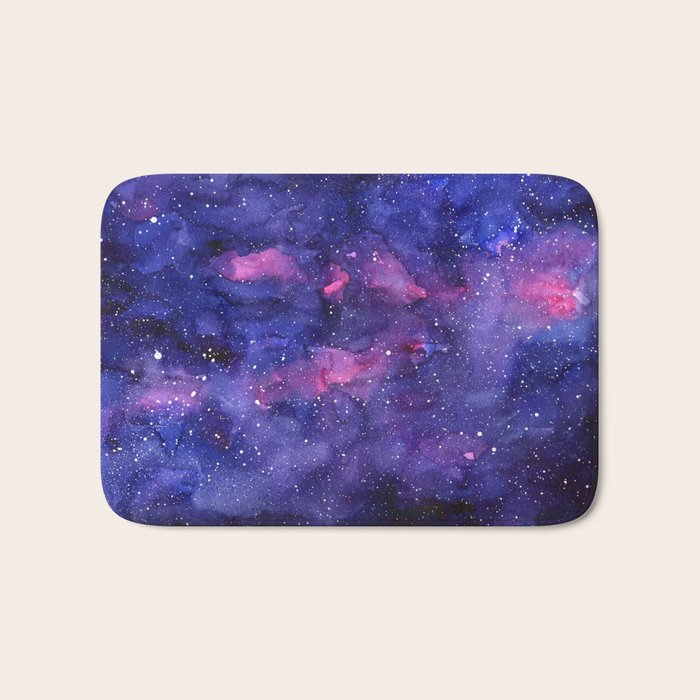 Galaxy Pattern Watercolor Bath Mat Gallery Image 1