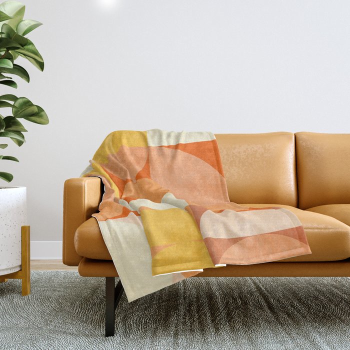 rhapsody orange 4 abstract mid century shape art Throw Blanket Gallery Image 1