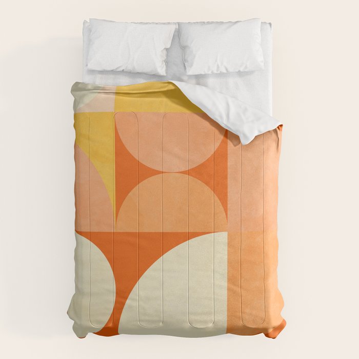 rhapsody orange 4 abstract mid century shape art Comforter Gallery Image 6