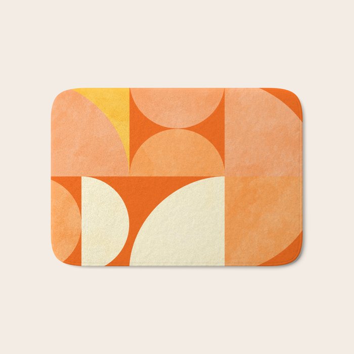 rhapsody orange 4 abstract mid century shape art Bath Mat Gallery Image 1