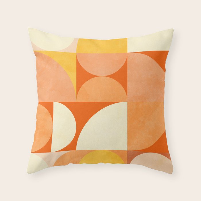 rhapsody orange 4 abstract mid century shape art Throw Pillow Gallery Image 6