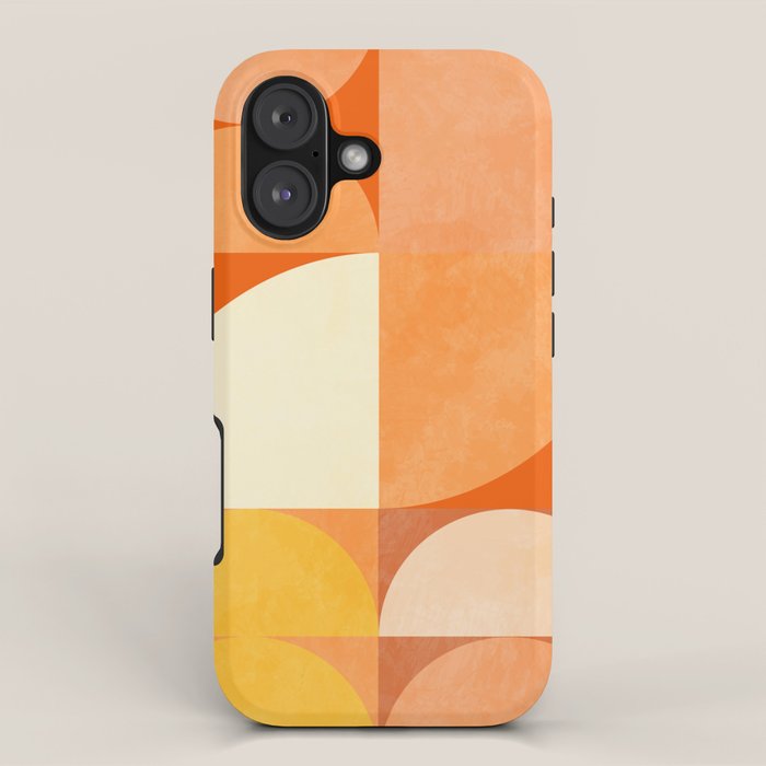 rhapsody orange 4 abstract mid century shape art iPhone Case Gallery Image 1