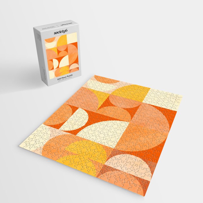 rhapsody orange 4 abstract mid century shape art Jigsaw Puzzle Gallery Image 2