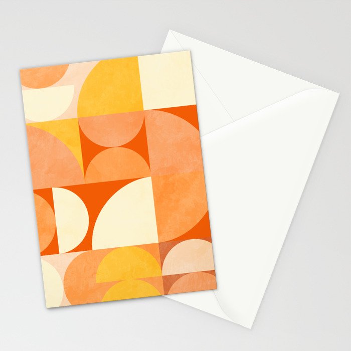 rhapsody orange 4 abstract mid century shape art Stationery Card Gallery Image 2